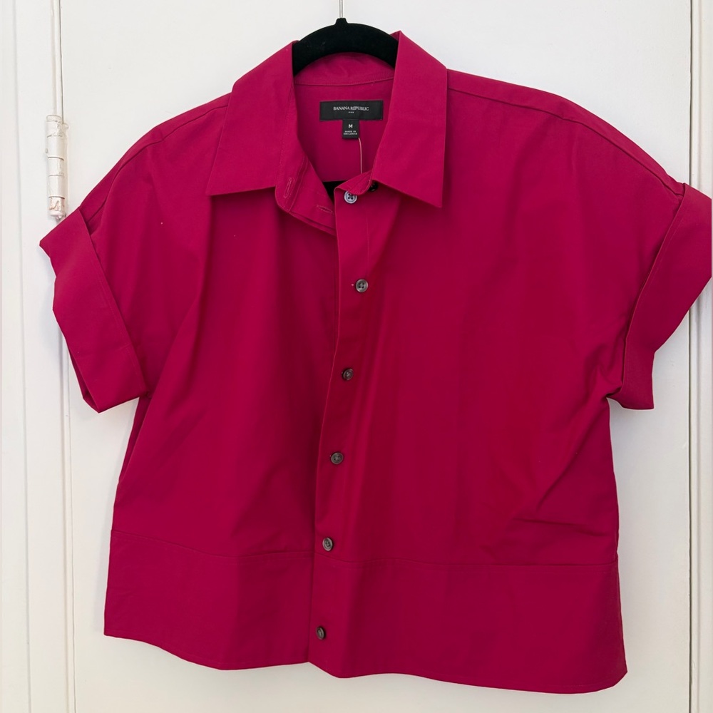 Banana Republic Hot Pink Short Sleeve Button Shirt